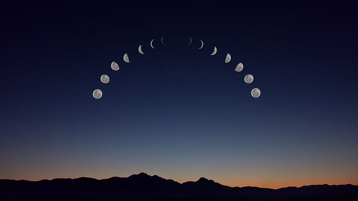 photography of time lapse of moon