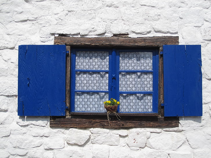 closed blue windowpane