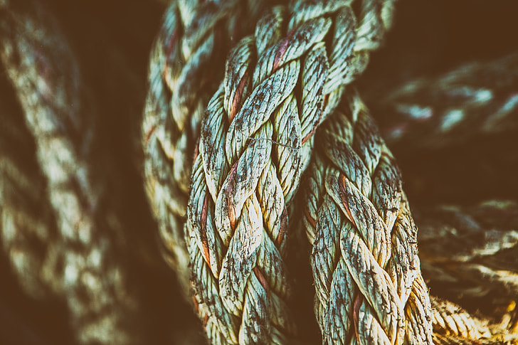Close-up texture shot of an old rope