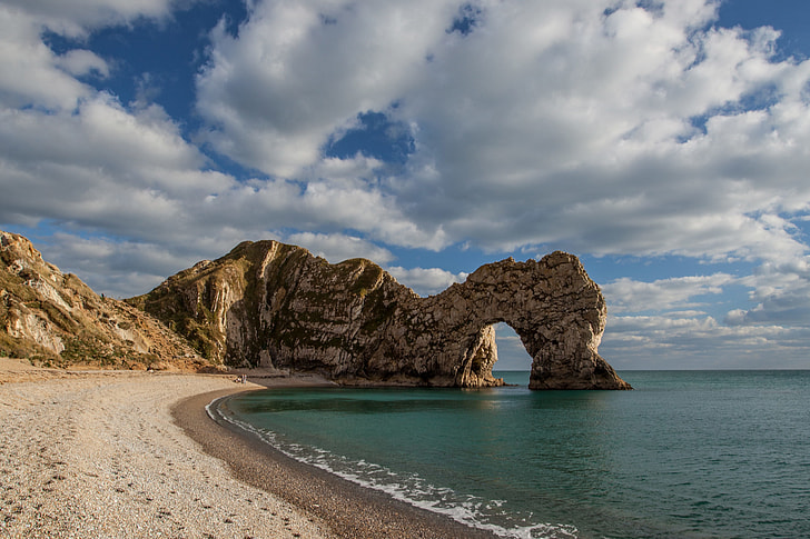 Landscape shot of the famous Durdle Door rock formation, image captured on the Jurassic Coast, Dorset, England
