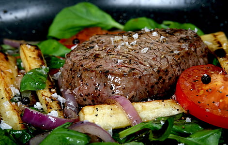 vegetable and steak dish