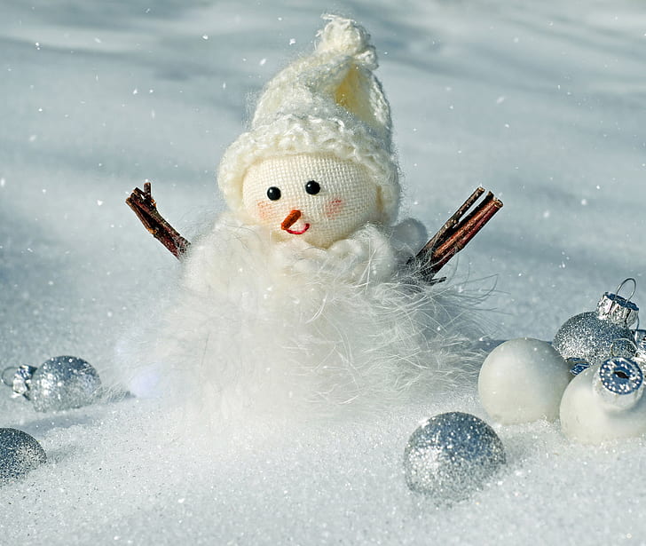 snowman surrounded by baubles