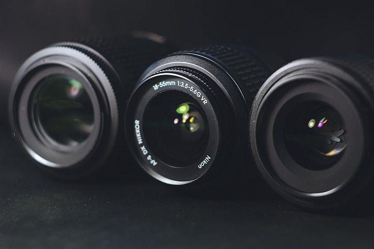 Closeup shot of camera lenses