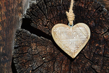 photo of heart shaped brown wood decor