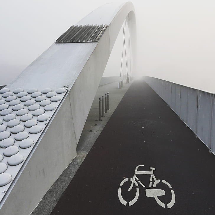 bridge, structure, urban, bike, sign