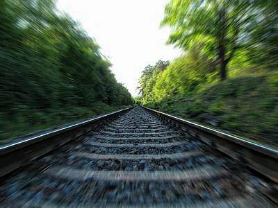 selective focus photographed of railway