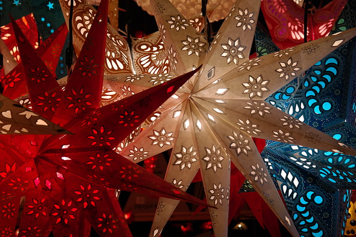 assorted-color star lighted decors