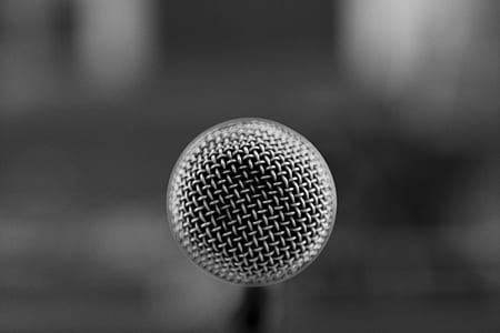 grayscale photography of dynamic microphone