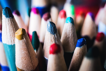 Closeup shot of colour art pencils