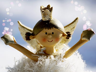 angel, golden, christmas, figure, wing, greeting card