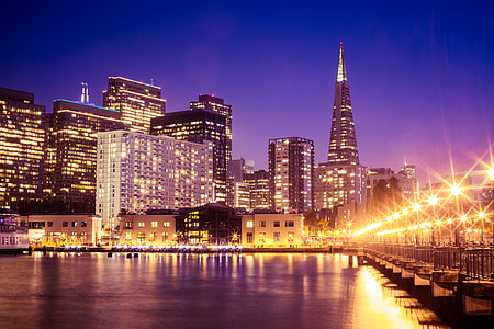Wonderful San Francisco Skyscrapers Cityscape From Pier at Night