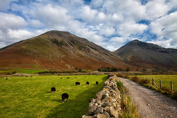 Wide angle landscape shot captured in the hills of the Lake District National Park in Cumbria, England