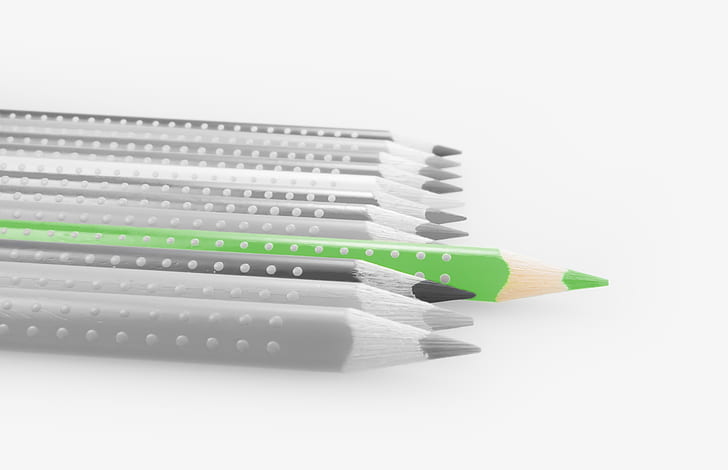 selective color green pencil