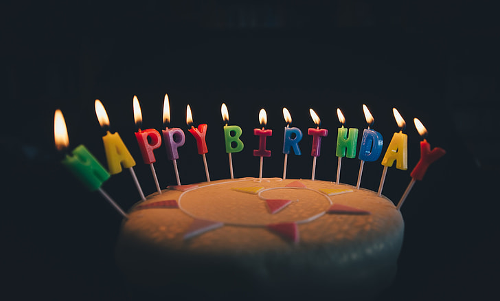 round happy birthday 1-layer fondant cake