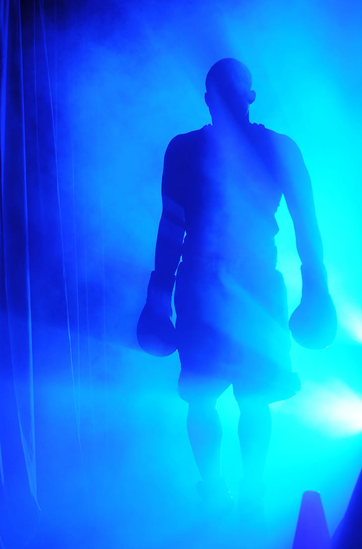 silhouette of boxer surrounded with mist