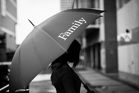 woman under Family umbrella
