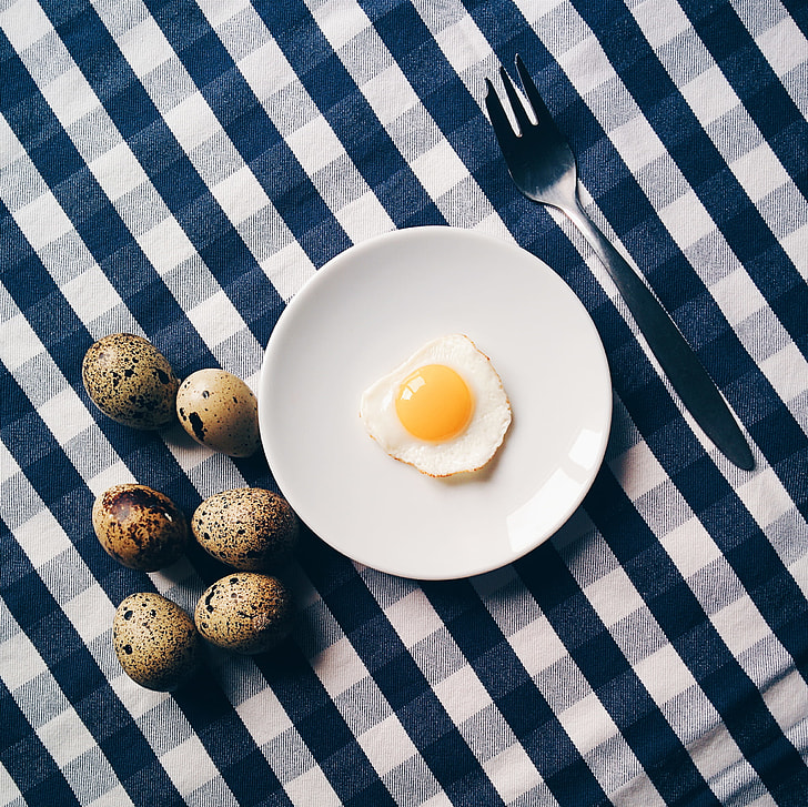 Funny quail egg breakfast