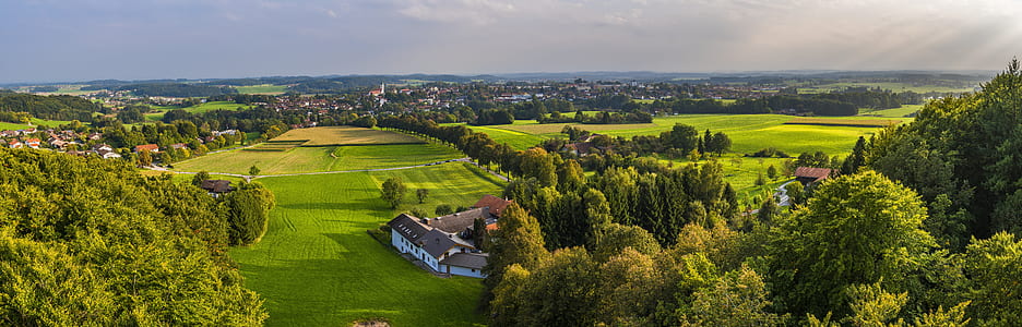 aerial view of a rural area covered with green grass