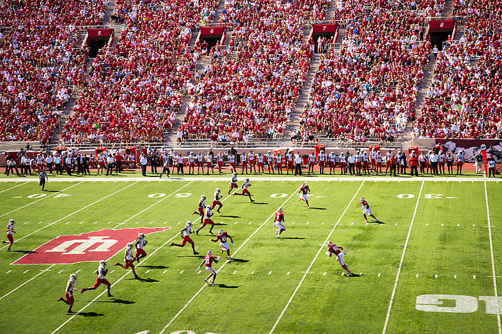 An American Football game in action