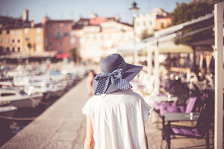 Young Girl Walking in Croatian City Rovinj