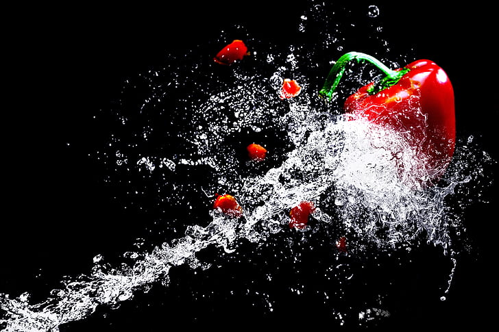 red chili splash with water