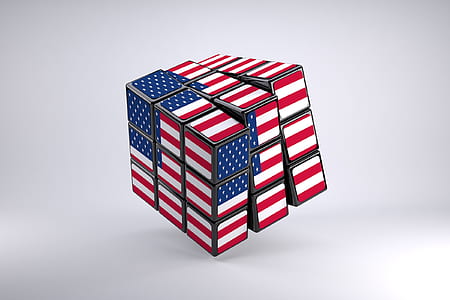 U.S.A. flag-themed 3 by 3 Rubik's cube