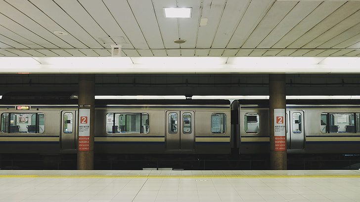gray train on  train station