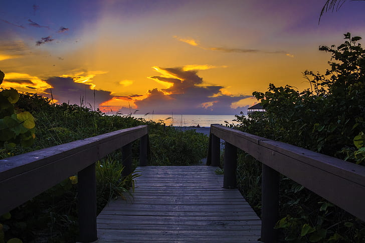 Photography of Wooden Bridge During Sunset
