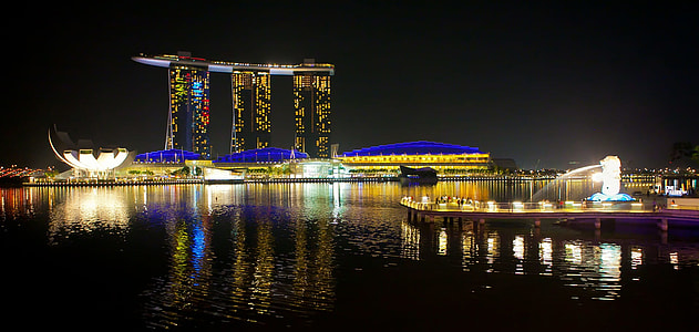 landscape photo of Marina Bay Sands in Singapore during night time