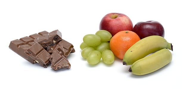 chocolate and assorted-color fruits