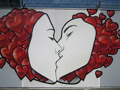photo of couple kissing artwork