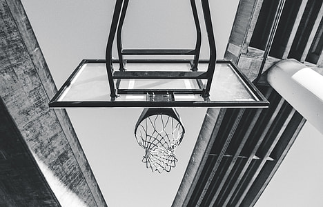 worm's view of basketball hoop
