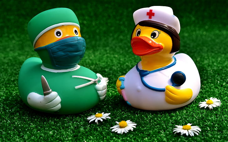 two doctor and nurse rubber duckies