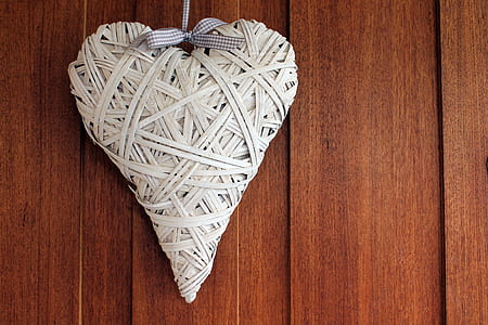 white heart shaped yarn hanging decor