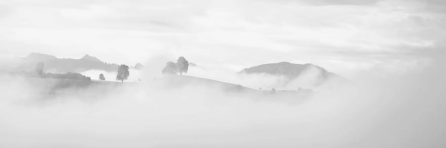 photo of foggy mountain