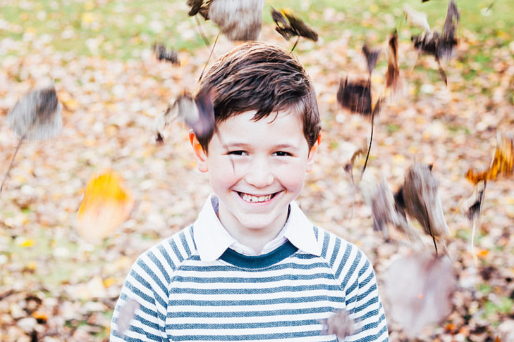 Closeup shot of a smiling boy child