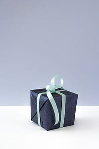 Blue Gift Box With Blue Ribbon