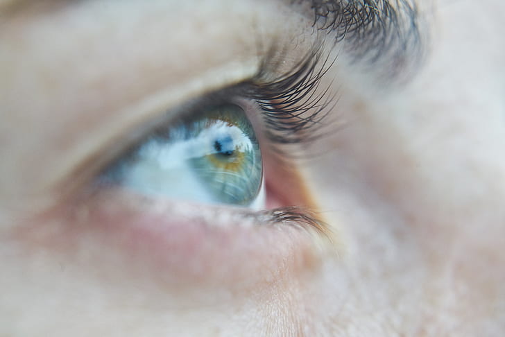 close up photography of person's eye