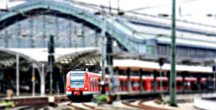bokeh shot of red train