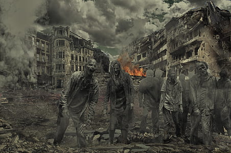 photo of zombies digital wallpaper
