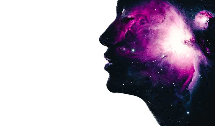 woman portrait with galaxy painting