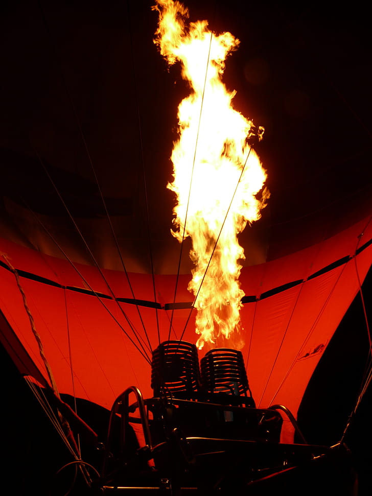 hot air balloon engine turned-on