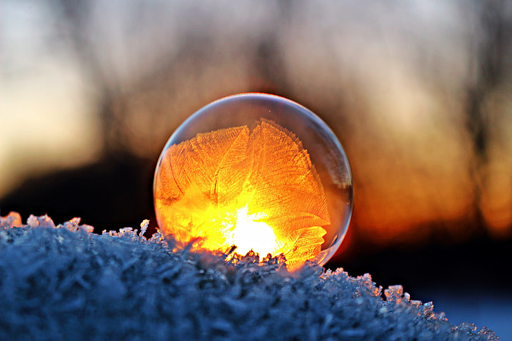 close up photography of glass ball