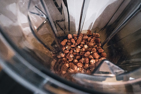 Hazelnuts in a mixer