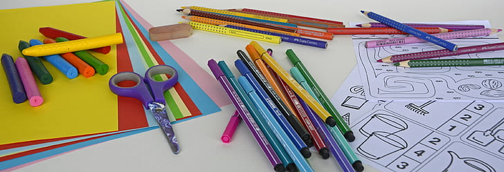 pens and crayons