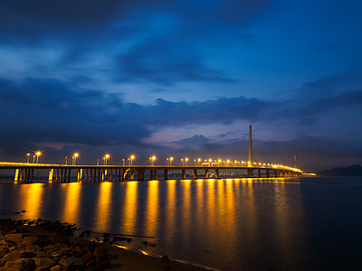 photo of bridge during nighttime
