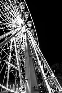 Grayscale Photo of Ferris Wheel