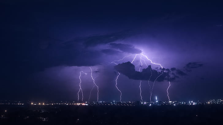photo of thunder during nighttime