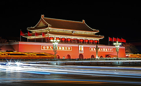 orange and brown China temple with lights