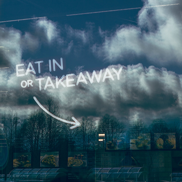 Eat In or Takeaway Window Sign